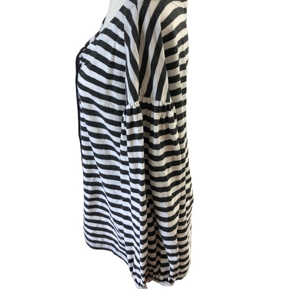 Chaps Breton Sailor Style Popover Top Women L Black White Stripe - Picture 5 of 9